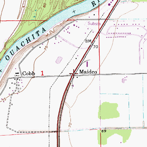 Topographic Map of Maidco, LA
