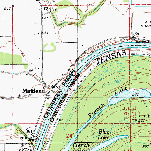 Topographic Map of Maitland Landing, LA