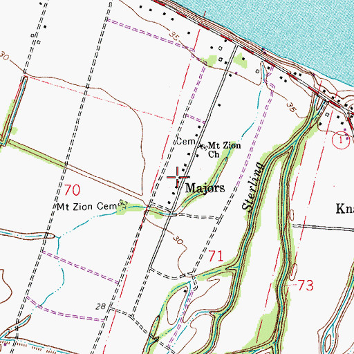 Topographic Map of Majors, LA