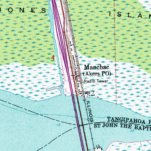 Topographic Map of Manchac, LA
