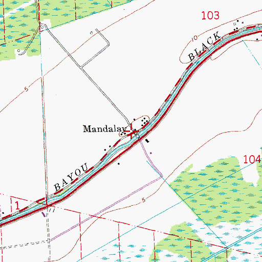 Topographic Map of Mandalay, LA