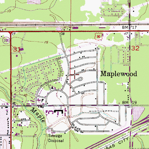 Topographic Map of Maplewood, LA
