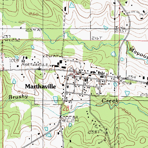 Topographic Map of Marthaville, LA