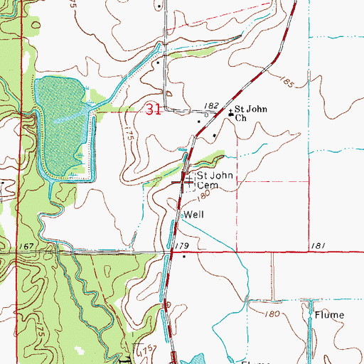 Topographic Map of Saint John Cemetery, AR