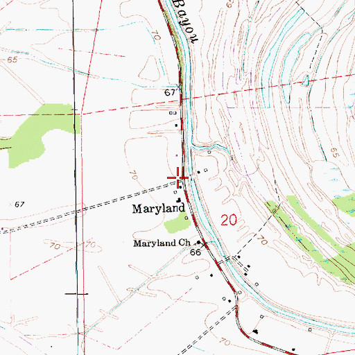 Topographic Map of Maryland, LA