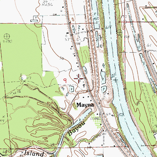 Topographic Map of Mayna, LA