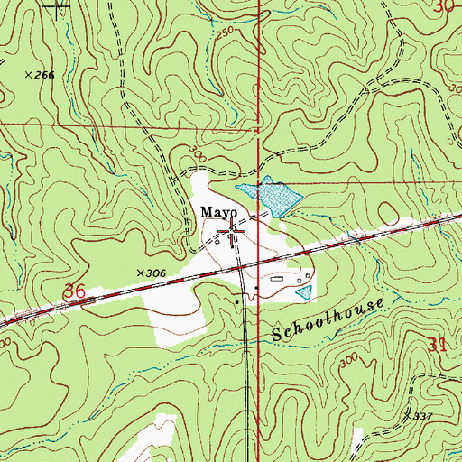 Topographic Map of Mayo, LA