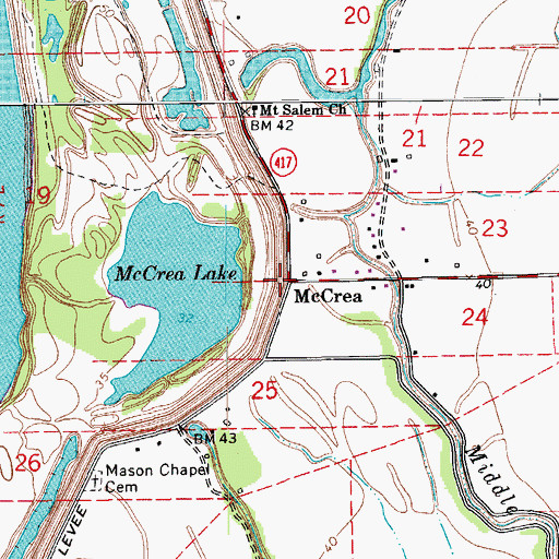 Topographic Map of McCrea, LA