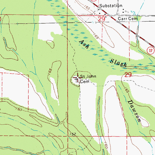Topographic Map of Saint John Cemetery, AR