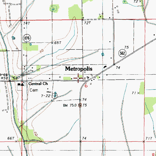 Topographic Map of Metropolis, LA