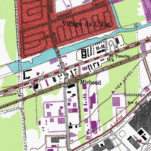 Topographic Map of Michoud, LA