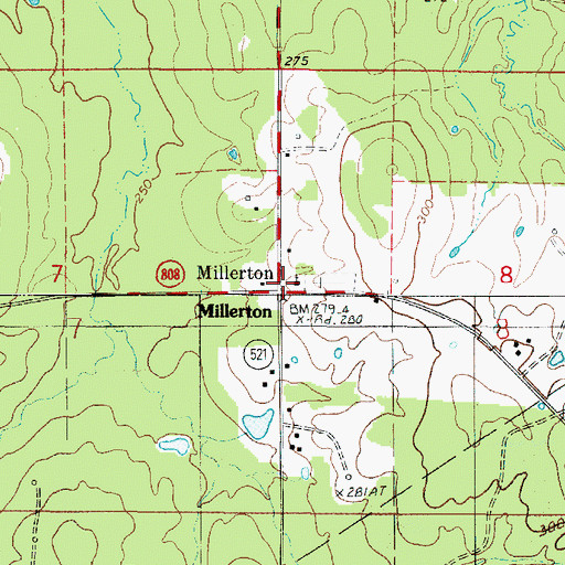 Topographic Map of Millerton, LA