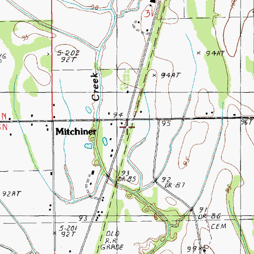 Topographic Map of Mitchiner, LA