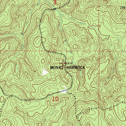Topographic Map of Monks Hammock, LA