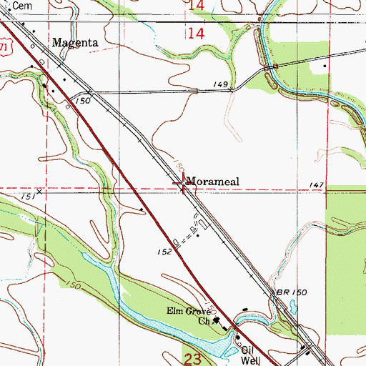 Topographic Map of Morameal, LA