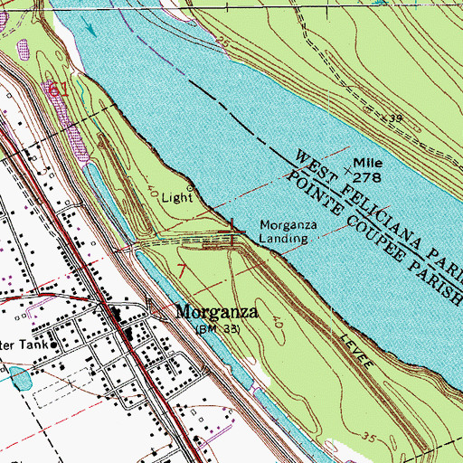 Topographic Map of Morganza Landing, LA