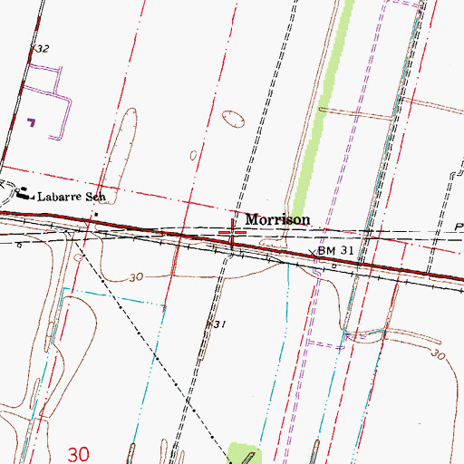Topographic Map of Morrison, LA