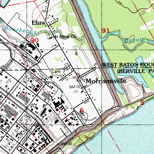 Topographic Map of Morrisonville, LA
