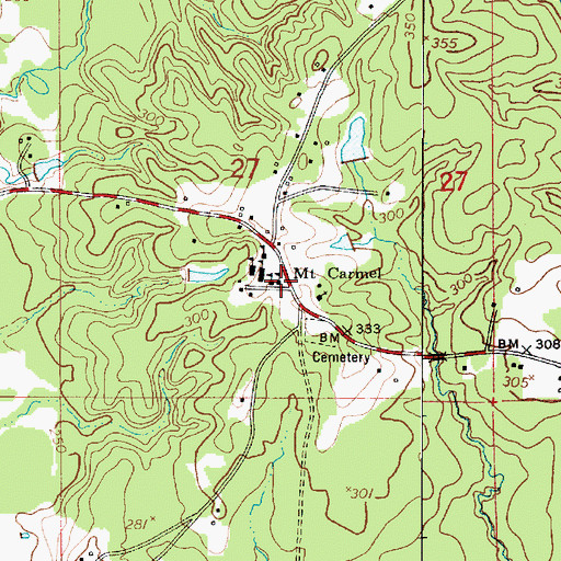 Topographic Map of Mount Carmel, LA
