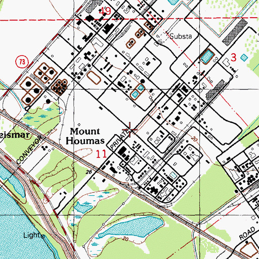 Topographic Map of Mount Houmas, LA