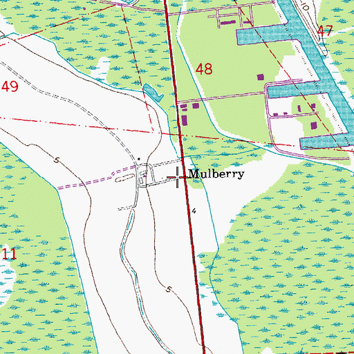 Topographic Map of Mulberry, LA