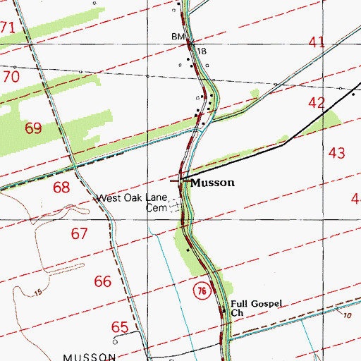 Topographic Map of Musson, LA