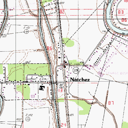 Topographic Map of Natchez, LA