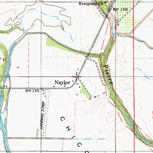 Topographic Map of Naylor, LA