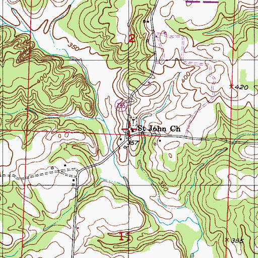 Topographic Map of Saint John Church, AR