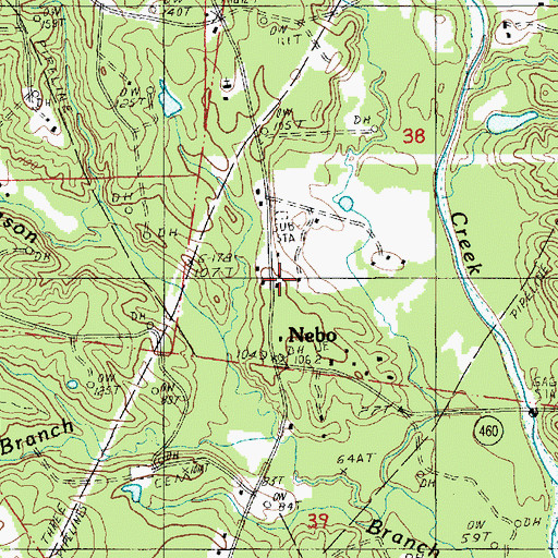 Topographic Map of Nebo, LA