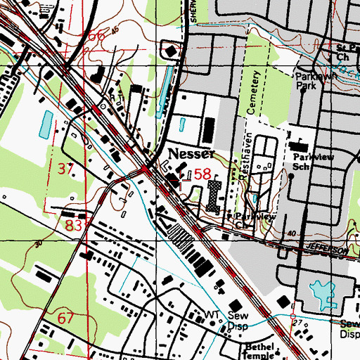 Topographic Map of Nesser, LA