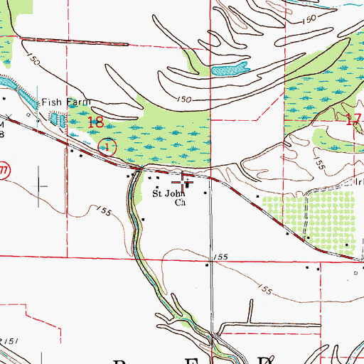 Topographic Map of Saint John Church, AR