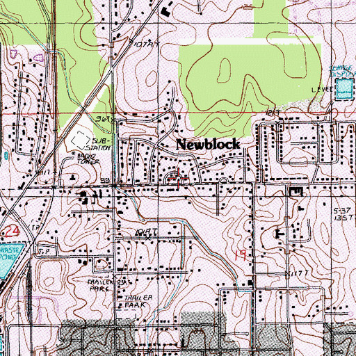 Topographic Map of Newhlock, LA