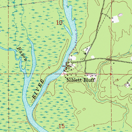 Topographic Map of Niblett Bluff, LA