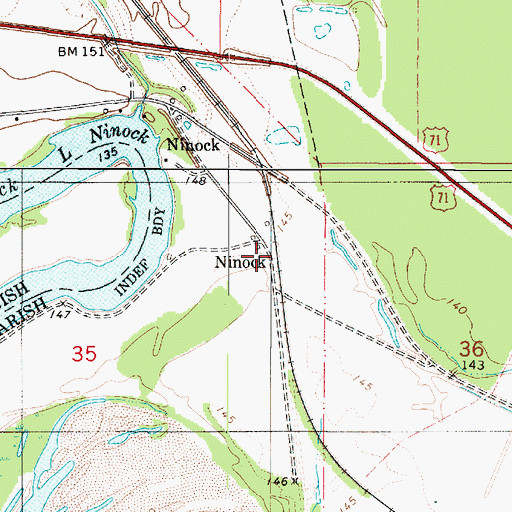 Topographic Map of Ninock, LA