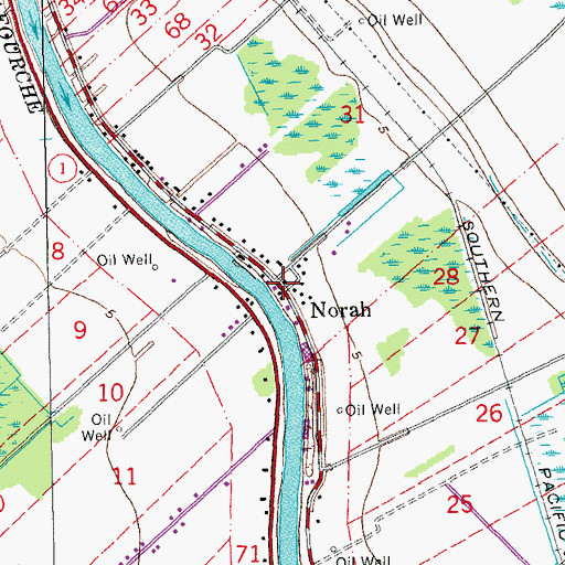 Topographic Map of Norah, LA