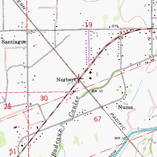 Topographic Map of Norbert, LA
