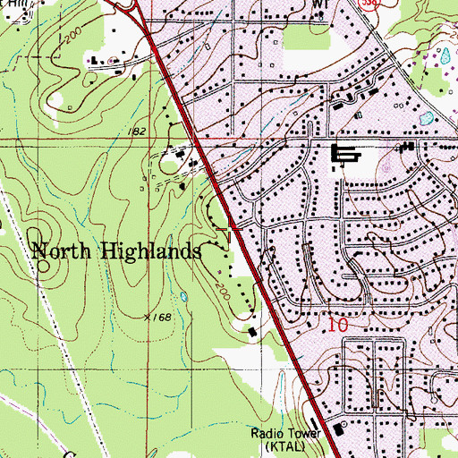 Topographic Map of North Highlands, LA