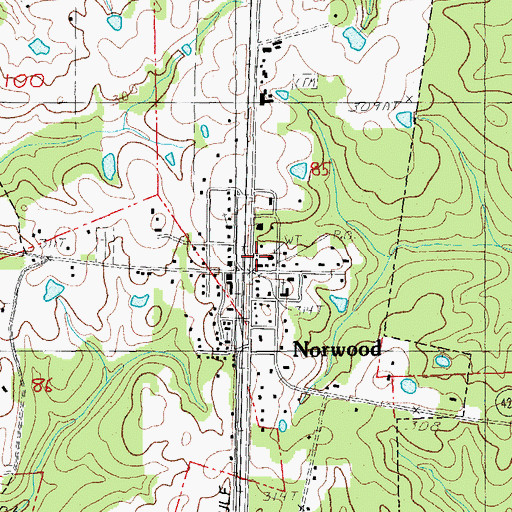Topographic Map of Norwood, LA