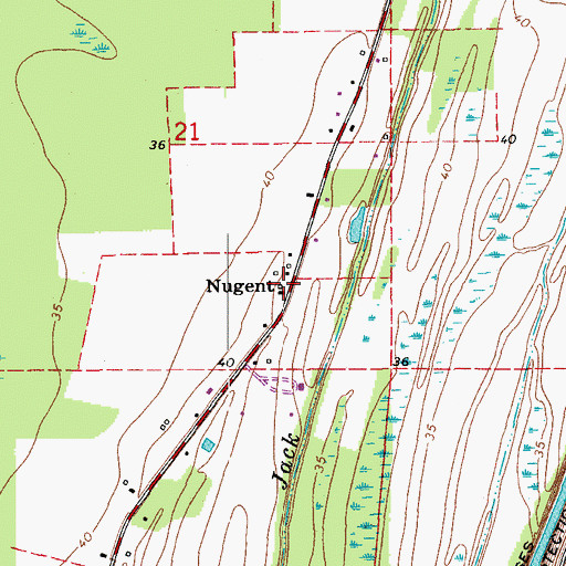Topographic Map of Nugent, LA