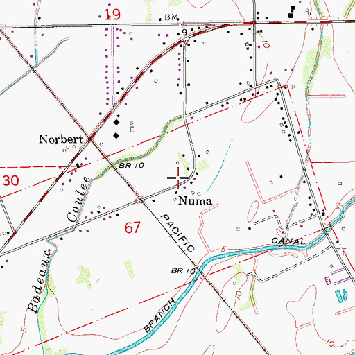 Topographic Map of Numa, LA