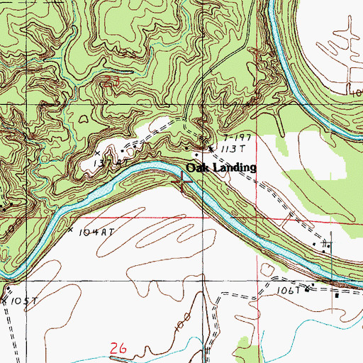 Topographic Map of Oak Landing, LA