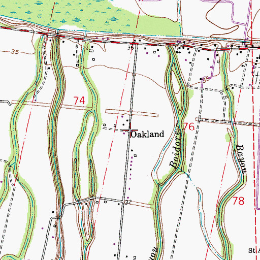 Topographic Map of Oakland, LA
