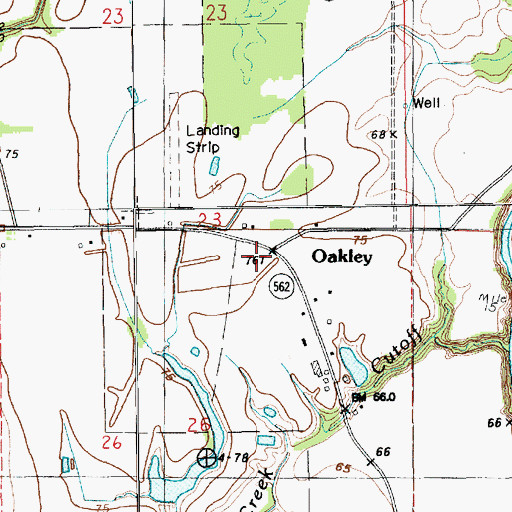Topographic Map of Oakley, LA