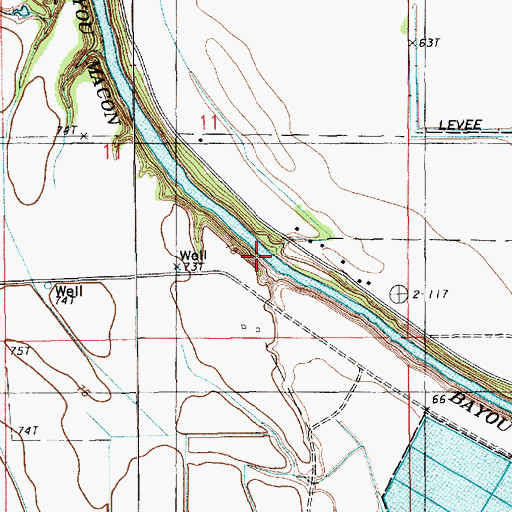 Topographic Map of Oakley Landing, LA