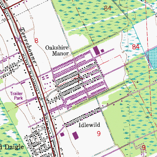 Topographic Map of Oakshire Manor, LA