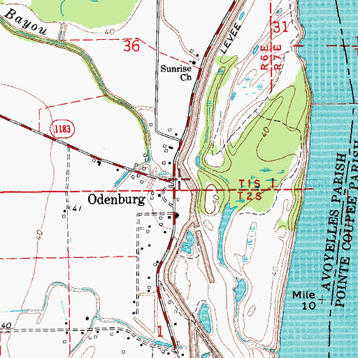 Topographic Map of Odenburg, LA