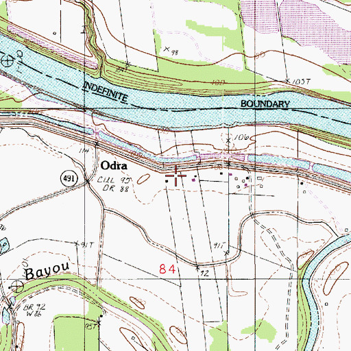 Topographic Map of Odra, LA