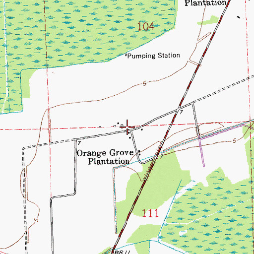 Topographic Map of Orange Grove Plantation, LA
