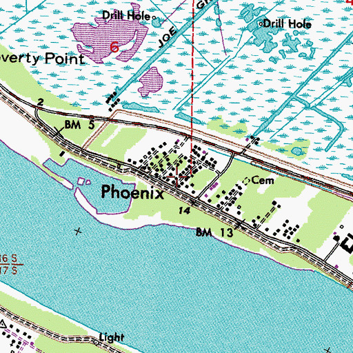 Topographic Map of Phoenix, LA